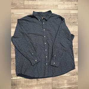 Michael Kors Navy Blue Button-down Shirt With A White Paisley Pattern Size 3XL